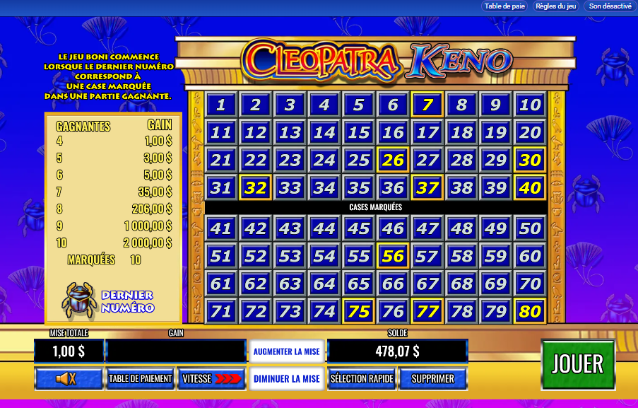 Cleopatra Keno carousel image 1