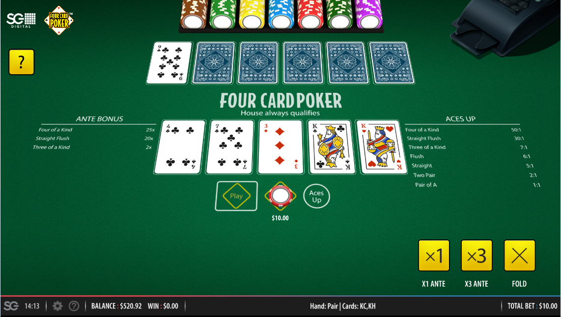 Four Card Poker carousel navigation 1