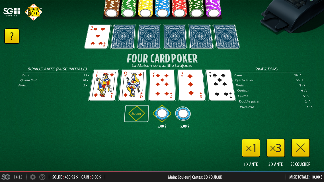 Four Card Poker carousel navigation 1