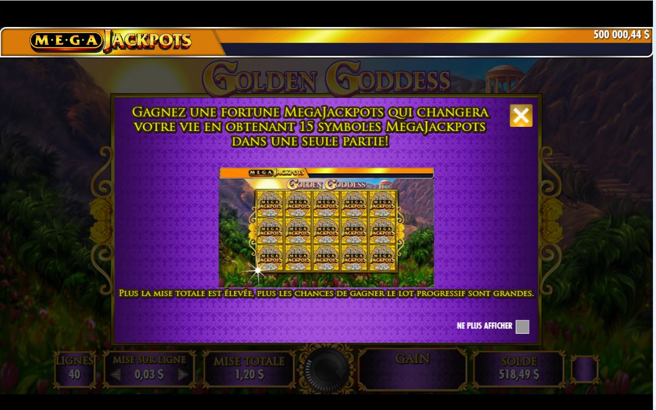 Megajackpots Golden Goddess carousel navigation 1