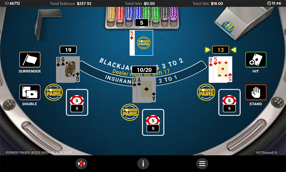Power Pairs Aces High Blackjack carousel image 1
