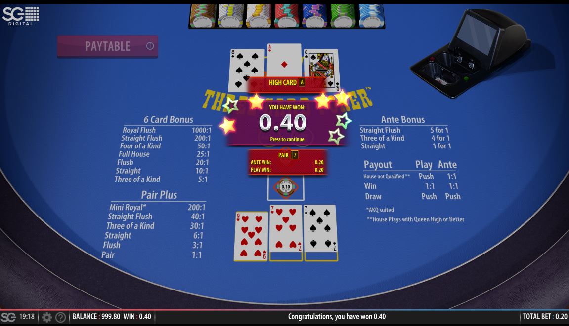 Three Card Poker carousel navigation 2