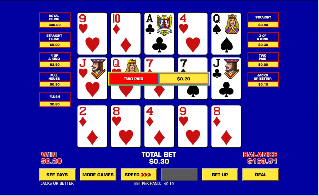 Triple Play Draw Poker carousel navigation 2