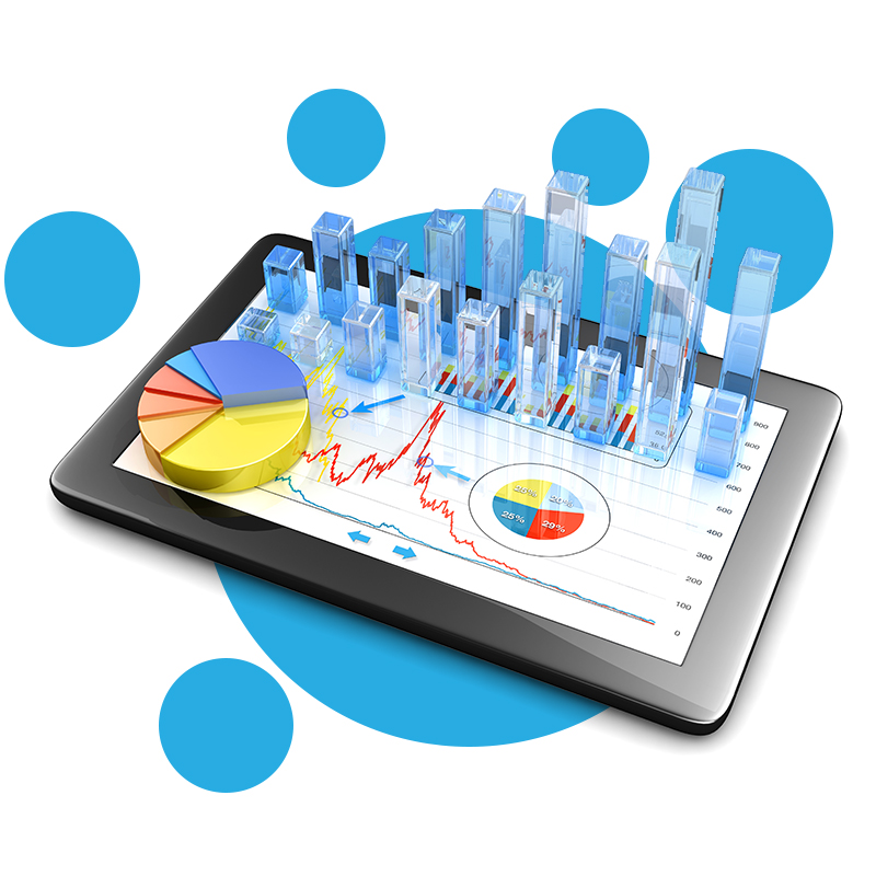 image d'une tablette avec des graphiques.